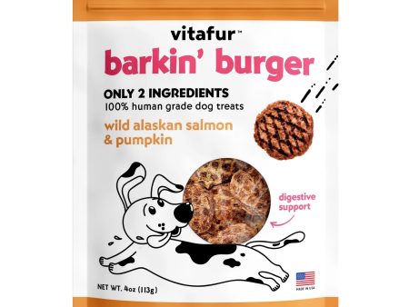 Vitafur Barkin Burger Dog 4oz. Wild Alaskan Salmon Pumpkin Hot on Sale