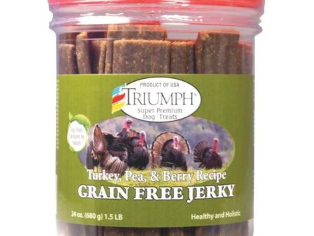 Triumph Grain Free Jerky Dog Treats Turkey Pea Berry 24oz. For Cheap