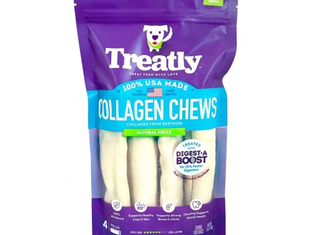 Treatly Collagen Chew Rolls Dog Treats Natural, 1ea MD, 4 pk Supply