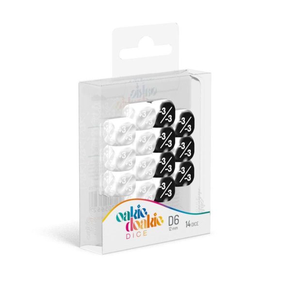 Oakie Doakie Dice D6 Dice 12 mm Positive Negative - White Cheap